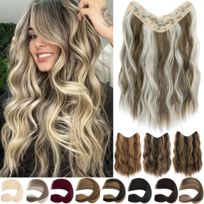 U Part One Piece THICK Clip In as Human Hair Extensions V-Shape