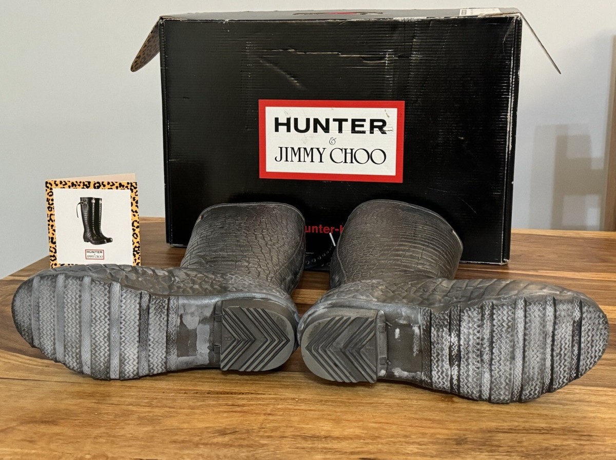 Hunter x Jimmy Choo Silver/Grey Croc Rain Boots Size UK4 | eBay UK