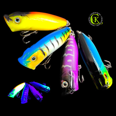 4x 7cm Popper Topwater Jerkbait Jerk Hardbait Wobbler Raubfisch Kunstköder Pike