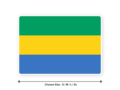 Gabonese Gabon flag sticker 10cm (S) - 28cm (XL) white edge sticker