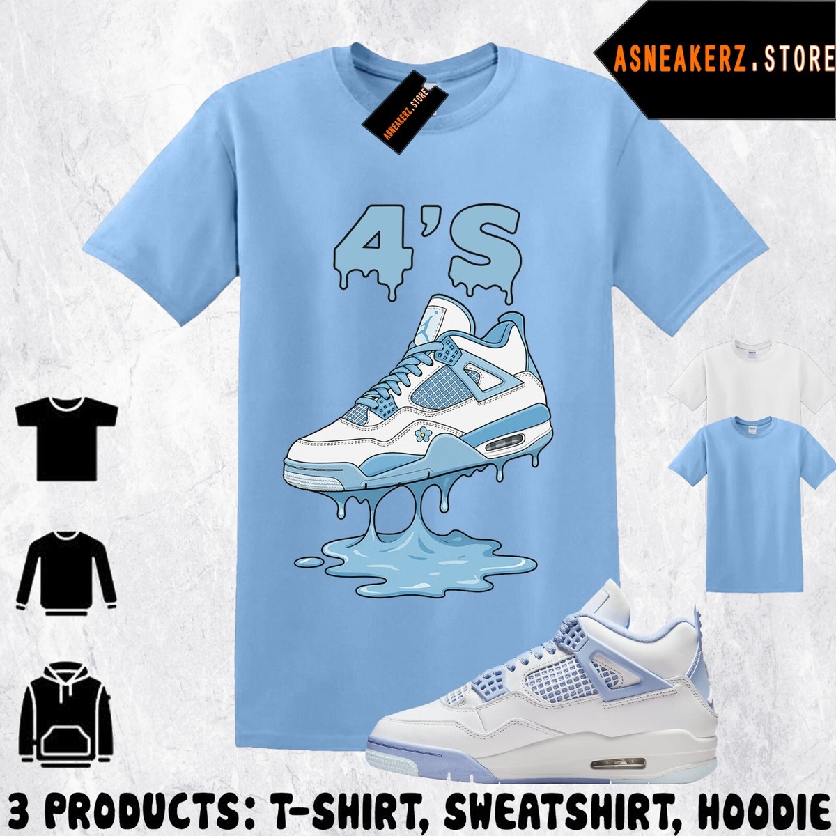 Tee Shirt Matching AJ Aluminum Forget Me Not To Match Sneaker Shoe  Dripping 4s