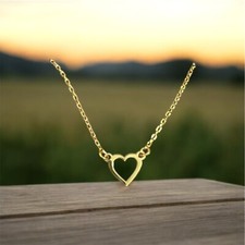 heart necklace, 14K gold plated love necklace, silver necklace, birthday gift