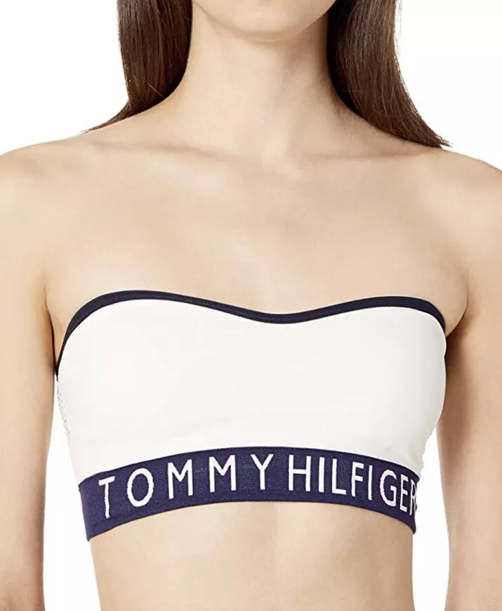 Tommy Hilfiger Womens Seamless Retro Style Logo Bandeau Bralette Bra Medium  NWT