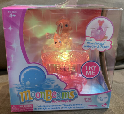 MOONBEAMS TRAIN CAR & FIGURE PINK PRINCESS ON PONY MAGICAL LIGHTS UP SUPER CUTE