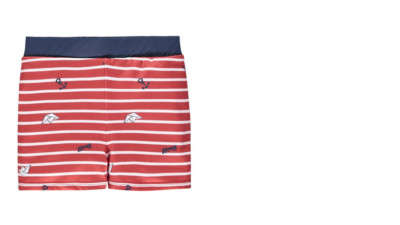 Steiff swimming shorts/swim shorts, red striped paper ships size 98 + 104