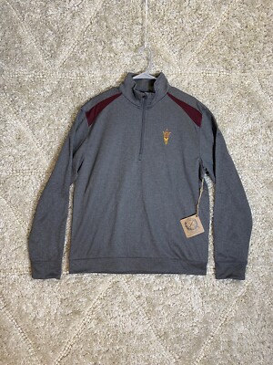 Campus Drive Arizona State VTG 1/4 Zip GRAY Fleece Track Jacket 2006 Large New