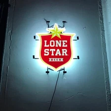 Lone Star Beer Texas Logo Neon Sign Lamp Real Glass Decor Light Art JL 24"x20"