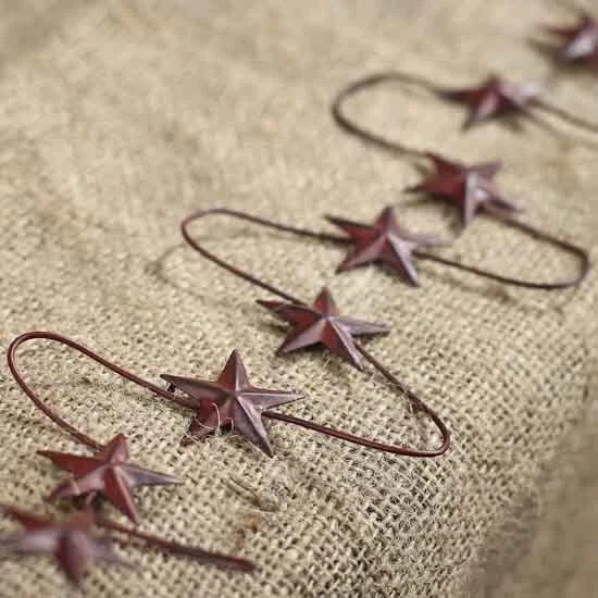 Primitive Burgundy Wire Metal Barn Star Garland 5" ft Stars 2.75" Craft Wedding - Image 2 of 3
