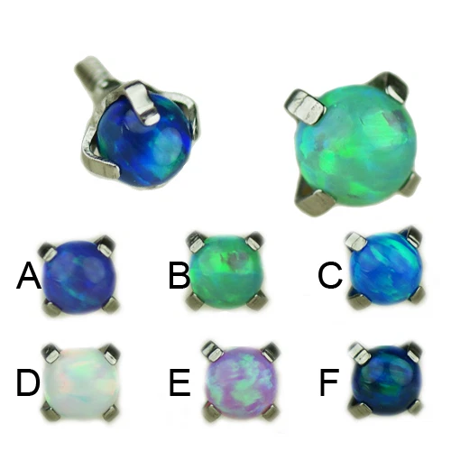 1,2mm Titan eingefasste Synthetik Opal Perle Ohr Helix Tragus Piercing Labret - Bild 2 von 2