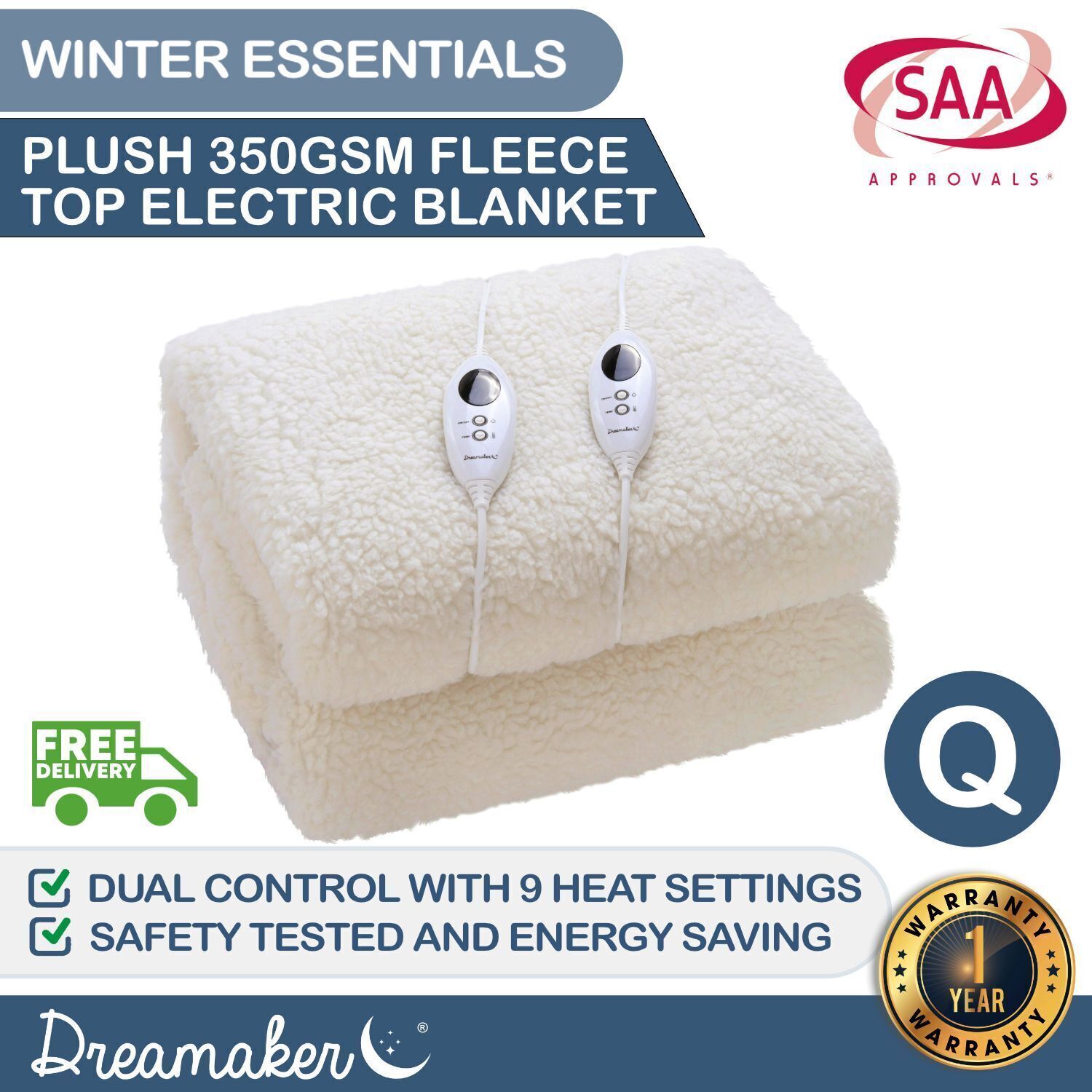 Dreamaker Queen Electric Blanket White for sale online eBay