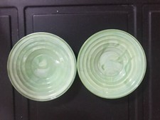 Vintage Jadeite Childs Tea Plates Green  White Swirls Milk Glass AKRO Agate 