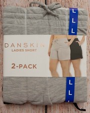 Womens Sz Large L 2 Pack Danskin Ladies Short Grey/Black - 2e11