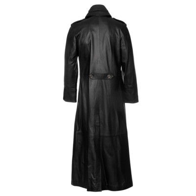 Mens Black Full Length Leather Trench Coat Gothic Matrix Style