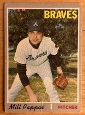 1970 Topps Milt Pappas Baseball Card #576 Braves Pitcher O/C & Creased