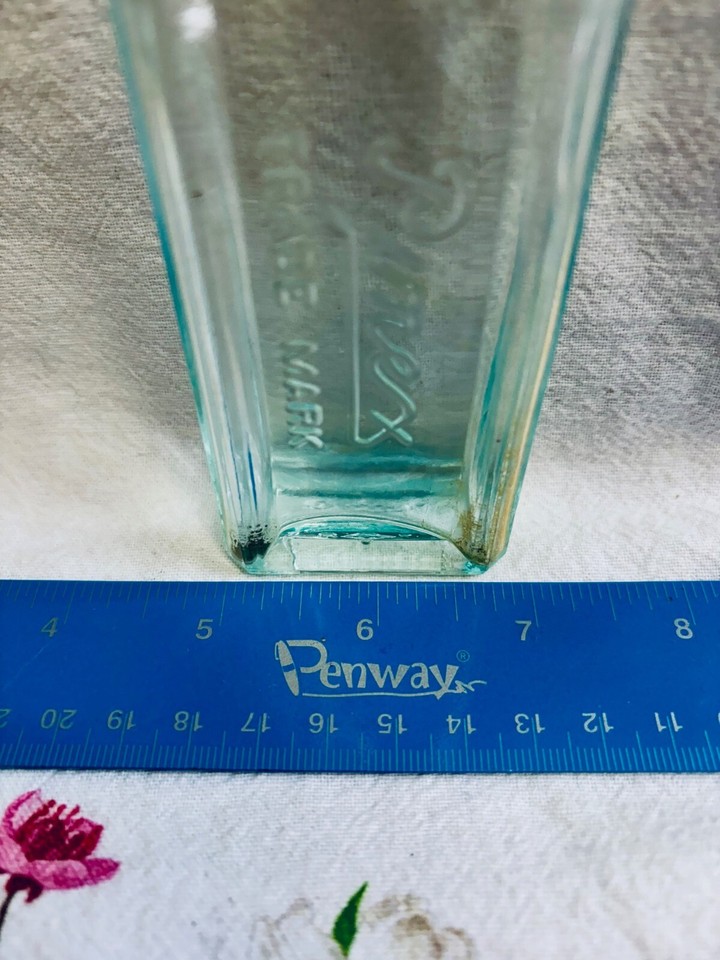 Vintage Collectible Pinex Cough Syrup Embossed Pale Green Glass