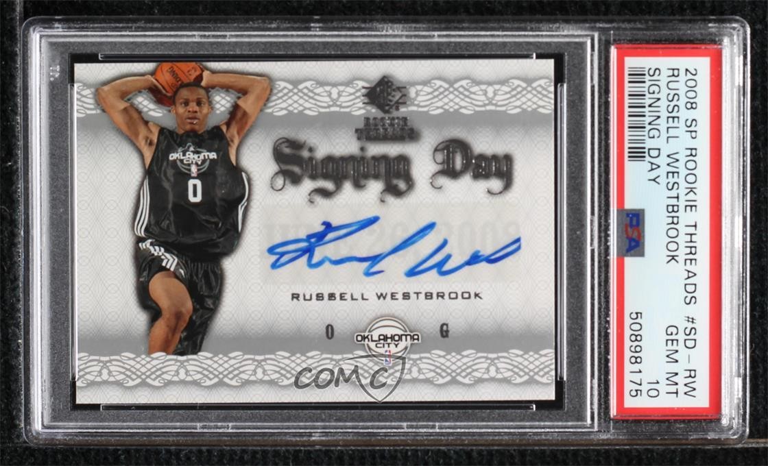 2008 SP Rookie Threads Signing Day Russell Westbrook PSA 10 GEM MT Auto RC 0cv3