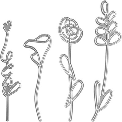 Metal Flowers and Plants Love Cutting Dies,Flowering Straw Heart Die Cuts Emb...