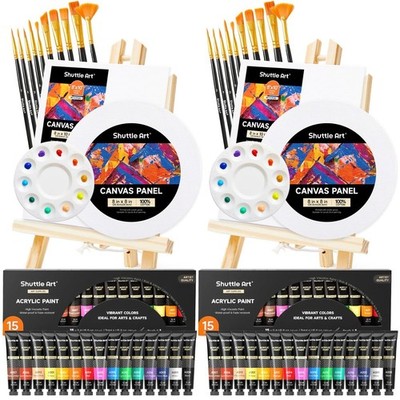 Shuttle Art Acrylfarben Set 58 Stück 2 Staffelei 2 Leinwand