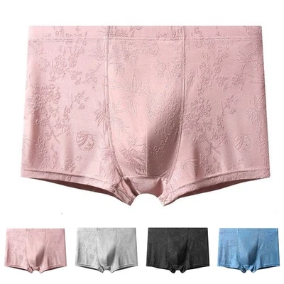 Boxer homme en soie glacée jacquard pour uni taille moyenne caleçon L-4XL - Photo 1/4