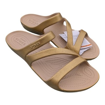 Crocs Women's 8 Kadee II Metallic Slide Sandals Gold Strappy Beach Water Shoe