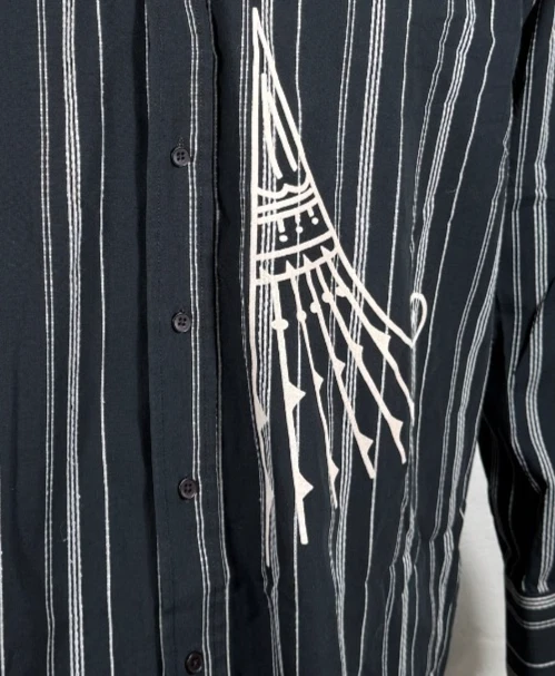 Manzini 设计师黑色条纹长袖衬衫尺寸 2XL 棉混纺 * 垃圾摇滚 — 第 4/4 张图片