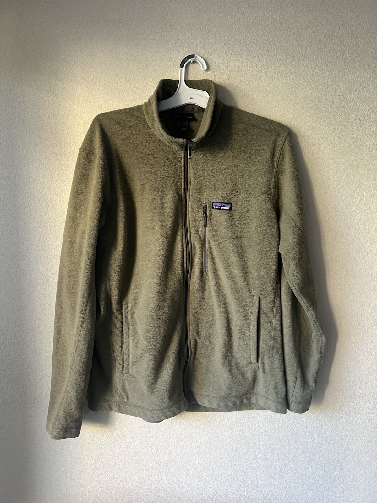 Patagonia Fleece Jacket Mens Large Green Full Zip Outdoor Hiking