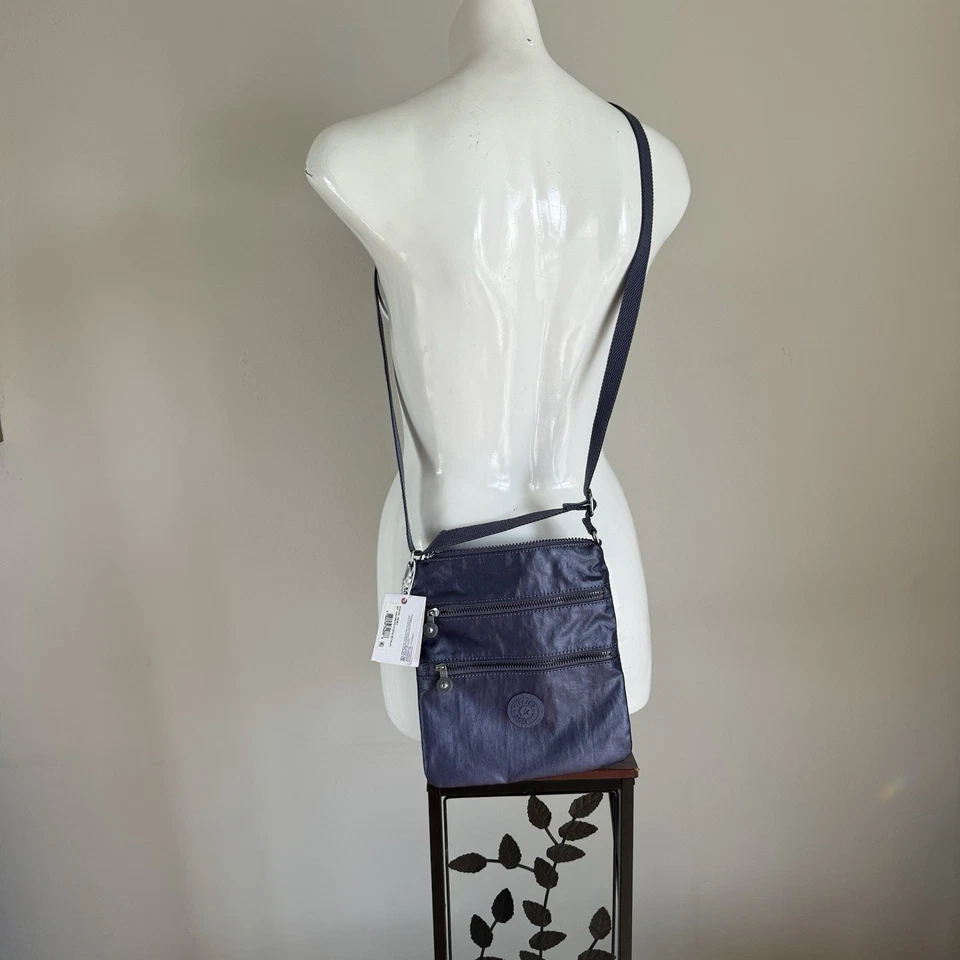 Bolso Bandolera Kipling Azul Metálico Nylon Ligero Mono Dije Nuevo con Etiquetas Foto 2 de 4