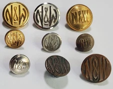 Lot of 8 Antique Norfolk & Western Railway Buttons -- Couple of Very Early Ones 