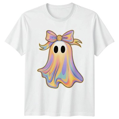 Schillerndes Gespenst mit Schleife Damen T-Shirt Girly Halloween Halloween Geschenk für Sie