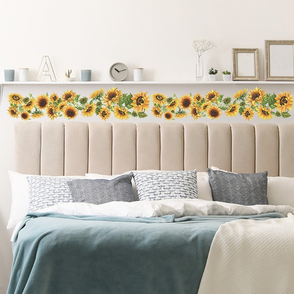 Home Sunflower Removable Flower Large Wall Sticker PVC Mural Decals ...
