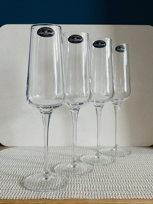 Set Of 4 Luigi Bormioli Titanium Reinforced Crystal Sparkling Wine Glasses