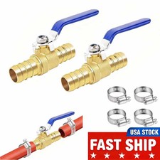 2PCS Brass Hose Barb Ball Valve Kit 5/8" Heater Hose Shut off Valve with Clamps