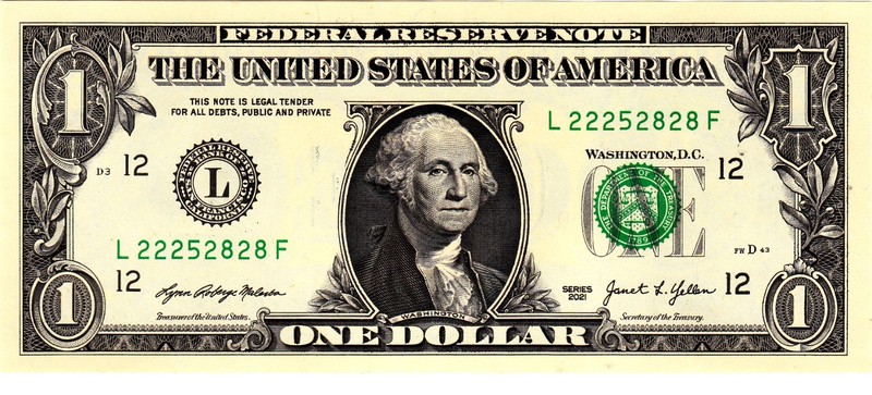 $1 2021 Fancy Serial  Uncirulated CU L22252828F