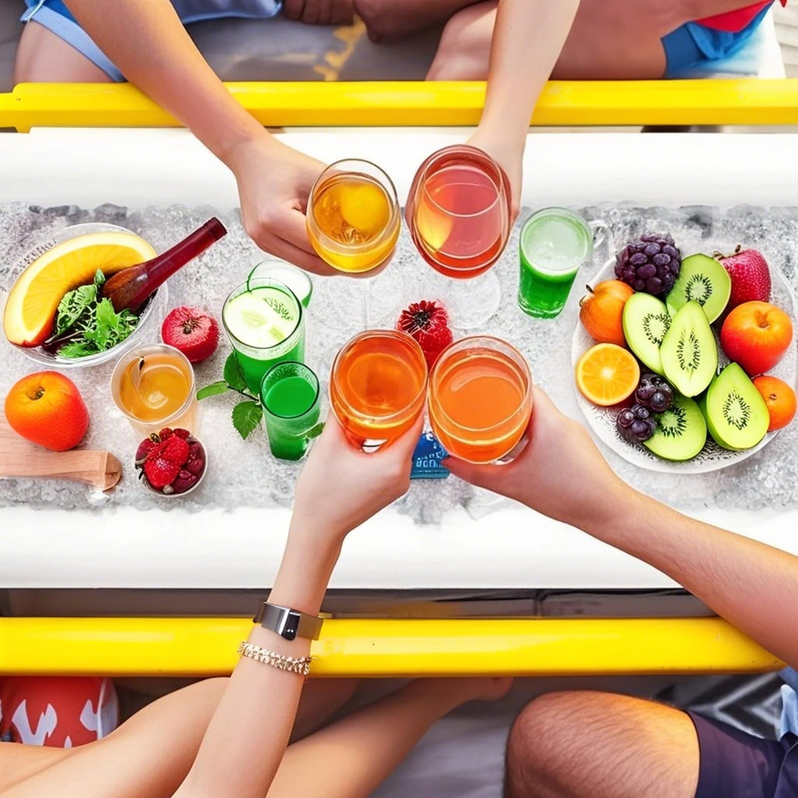 Inflatable Cooler Table 3 Pack Serving Bars Floating Pool Bar Ice Buffet Trays