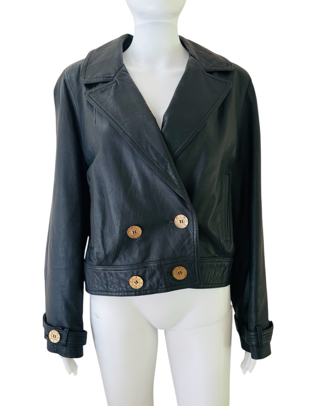 Givenchy Leather Double Breasted Smooth Jacket Bl… - image 1