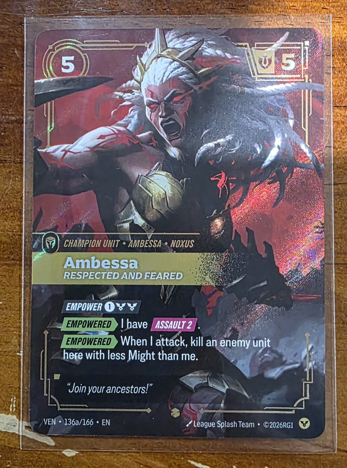 Ambessa 136a/166 Riftbound Respected and Feared Foil Alt Art NM Vendetta