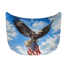 Car Hood Cover Protector Waterproof Stretchable American Flag Bald Eagle Design