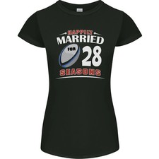 Camiseta 28 Aniversario Boda 28º Rugby Mujer Corte Pequeño