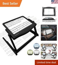 Patented 5X Large LED Page Magnifier with Detachable Stand  Eye Caring 3 Col...