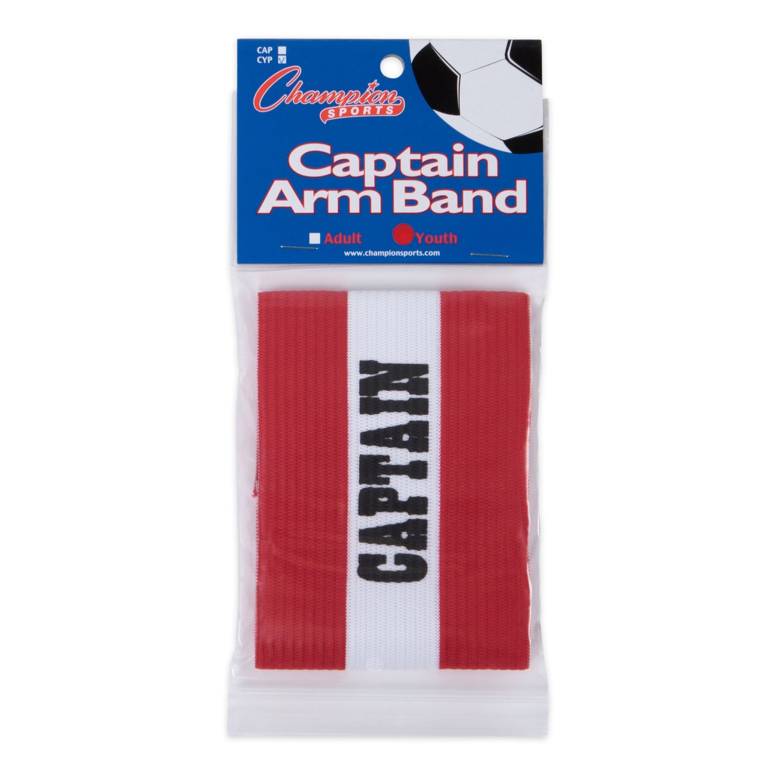 Champion Sports Captain Armband Red Flexible Elastic Soccer 