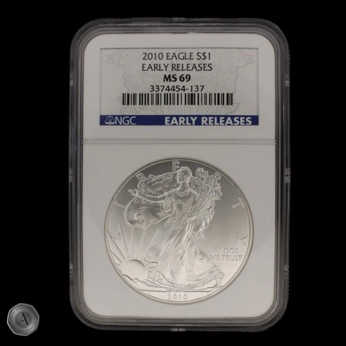 2010 $1 American Silver Eagle Dollar NGC MS69 Early Releases -E306