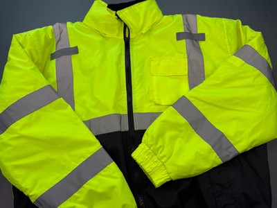 Body Guard Safety Gear Neon Lime Yellow Jacket Coat Size XXL Class 3 Insulated