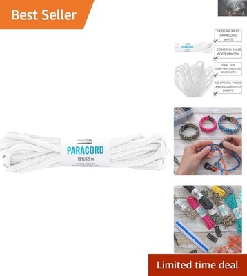 Versatile 18ft White Paracord - Perfect for Bracelets, Key Fobs & Crafts