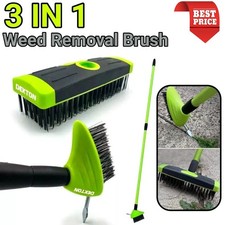 3 in 1 Telescopic Weed Remover Brush Moss Scraper Decking Paving Block Cleaner