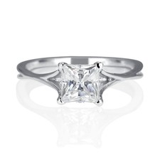 1/3 CT Diamond Engagement Ring Princess Cut D/SI1 14K White Gold Size 7