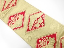 7627256: JAPANESE KIMONO / ANTIQUE FUKURO OBI / SILK / WOVEN CRANE