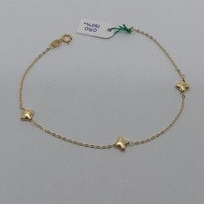 BRACCIALE DA DONNA A MAGLIA CON FIORI IN ORO GIALLO 18KT 0,85 GR. (8634)