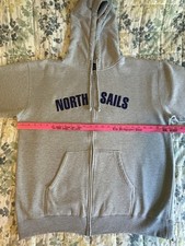 North Sails full zip hooded sweatshirt size XL. Grey with Blue sewn on Logo.