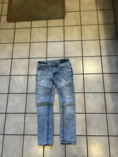 Southpole Jeans Boys Size 12 Blue Stretch Moto Denim