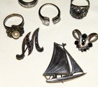 Vintage Super-Nice 20Pc STERLING SILVER JEWELRY LOT WITH STONES~GLASS~370g — photo 8